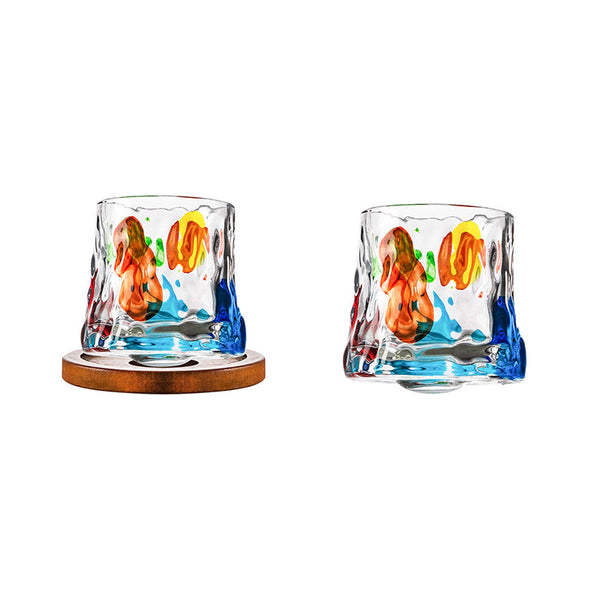 Hand Drawn Rotating Glass Cups Multiple Purpose Whiskey Glasses Glassware & Drinkware