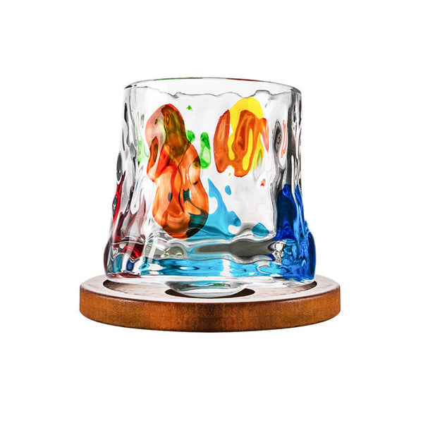 Hand Drawn Rotating Glass Cups Multiple Purpose Whiskey Glasses Glassware & Drinkware