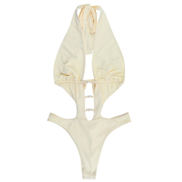 Bead Hollow Hot Spring Swimming Neck Hanging Comfortable Jumpsuit Jumpsuits Rompers & Playsuits