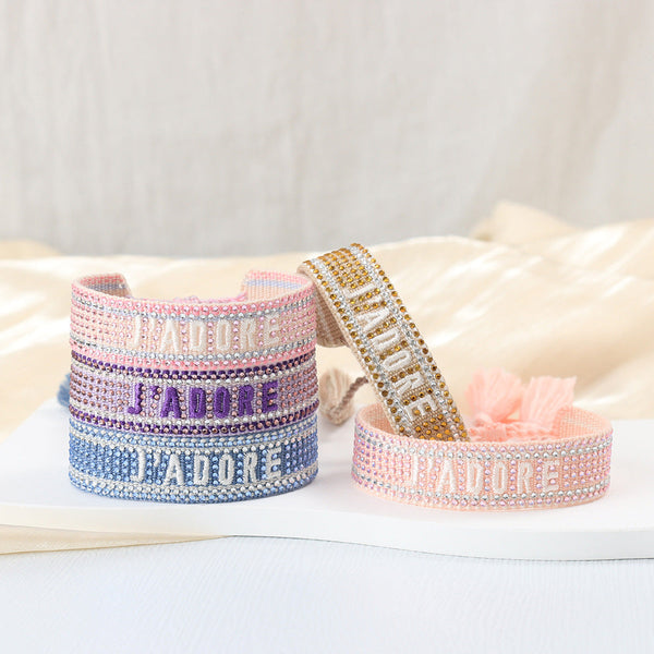 Cross Border Fully Ironed Colorful Diamond Woven Diy Bracelet Accessories For Women Creative Ethnic Embroidery Letter Rope Charms & Charm Bracelets