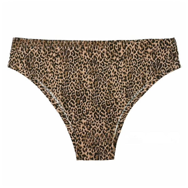 Foreign Trade Ice Silk Underwear Cotton Crotch Low Waist Leopard Print  Plus Size Seamless Panties