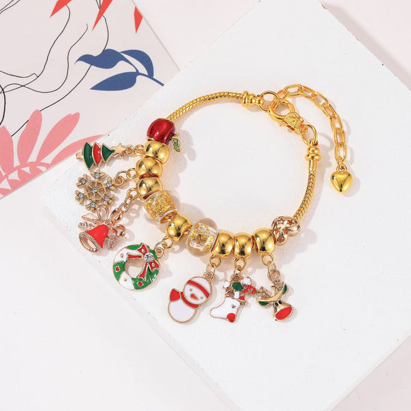 Christmas Decorations Gift Advent Calendar Fabric Bag Bracelet Necklace Beaded Diy Set Seasonal Decorations