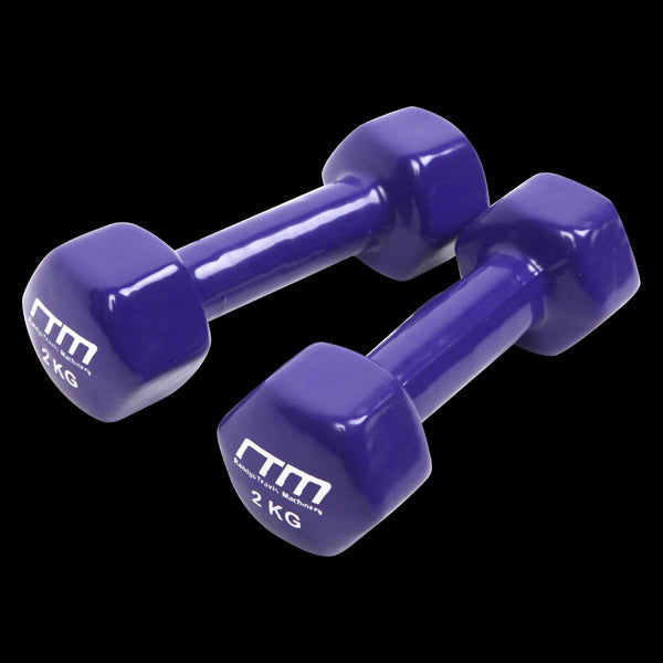 2Kg Pair Pvc Hand Weights Rubber Coated Dumbbells