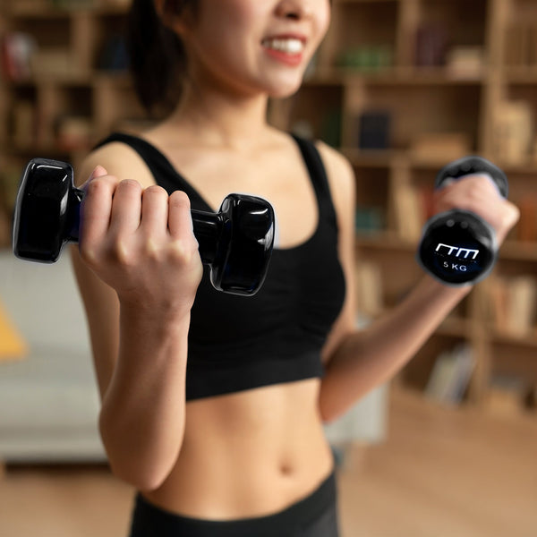 5Kg Pair Pvc Hand Weights Rubber Coated Dumbbells