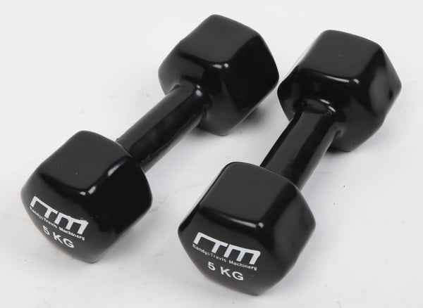 5Kg Pair Pvc Hand Weights Rubber Coated Dumbbells