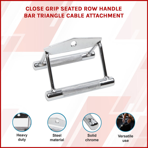 Seated Row Handle Bar Close Grip Triangle Attachment Handlebars
