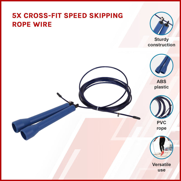 5X Cross Fit Speed Skipping Rope Wire Skip Jump Ropes