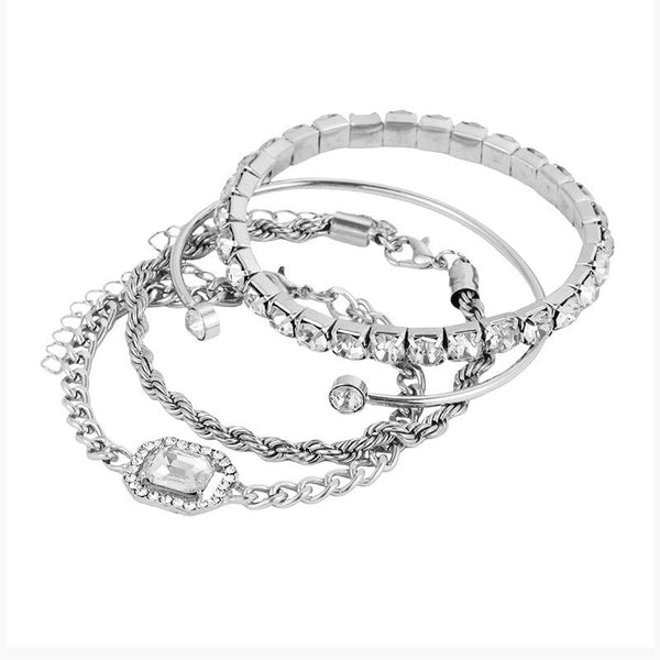 Veile Studios Fashion Jewelry Four Piece Crystal Bracelet Set Bohemian Design For Women Bracelets