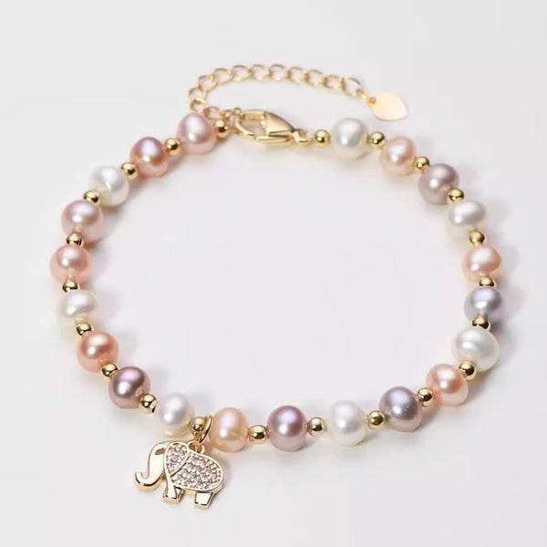 Veile Studios Elephant Pearl Bracelet Girls Best Friend Handheld Gift With Gold Package Bracelets