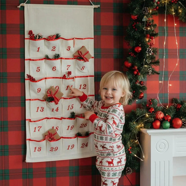 Custom Christmas Advent Calendar For Kids Hand Embroidered Diy With Name 24 Pocket Countdown Calendar. Seasonal Decorations