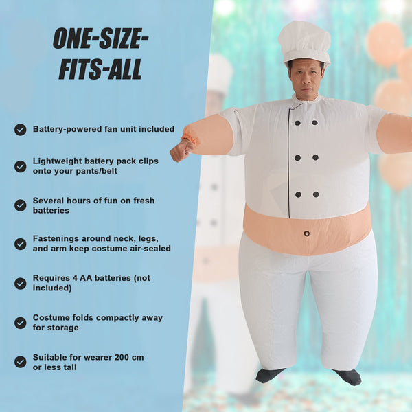 Chef Fancy Dress Inflatable Suit Operated Costume Unisex Costumes