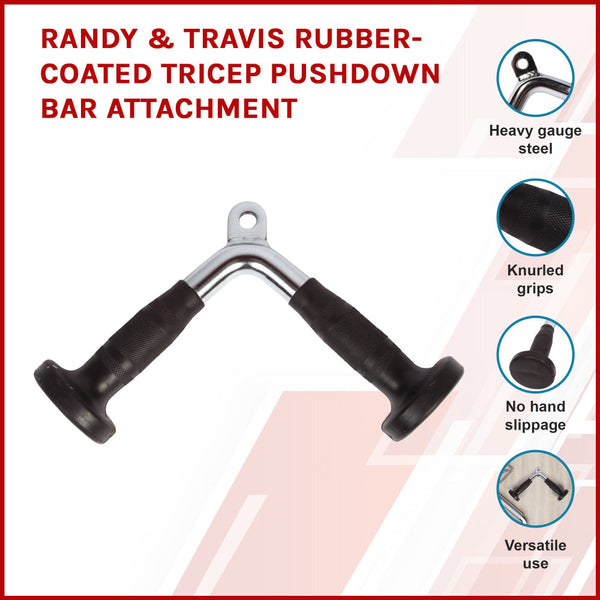 Rubber Coated Tricep Pushdown Bar Attachment Home Gym Attachments