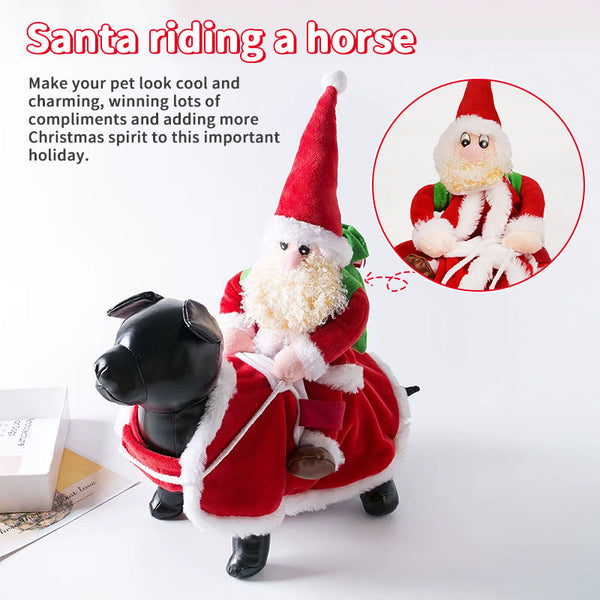 Funny Christmas Dog Costume Santa Riding Pet Outfit For Small/Large Dogs | Holiday & New Year Gift Dog Clothing & Shoes