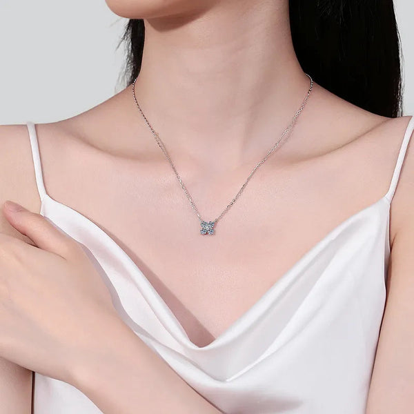 1.26 Carat Moissanite 925 Sterling Silver Geometric Shape Pendant Necklace Necklaces & Pendants