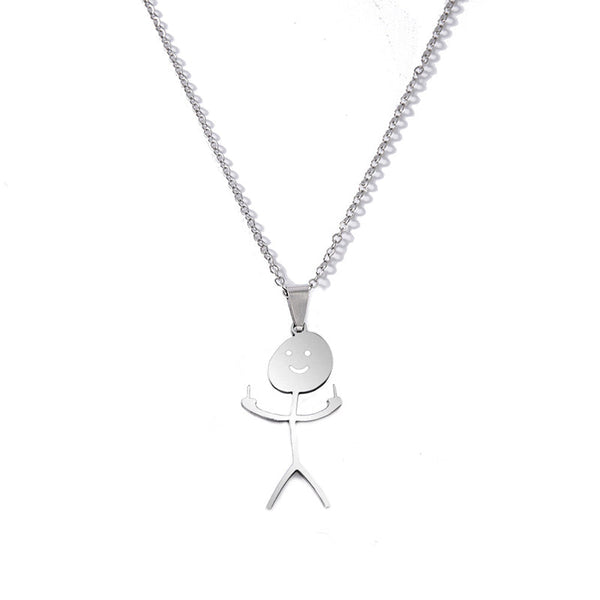 Veile Studios Funny Doodle Necklace Hip Hop Smiley Stick Figure Pendant Hand Gesture Middle Finger Necklaces Necklaces & Pendants