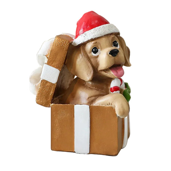St. Yuan New Diy Scene Decoration Dog Gift Set Resin Ornament Christmas Window Display Wholesale Seasonal Decorations