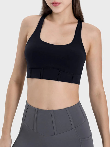Square Neck Wide Strap Active Tank Activewear Tops