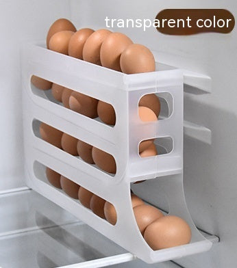 Refrigerator 4 Layer Automatic Egg Roller Sliding Tray Large Capacity Holder Food Storage Containers