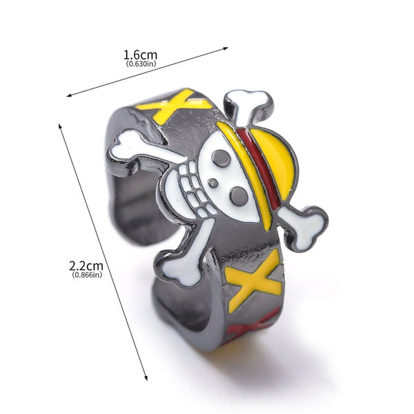 Anime Peripheral Skeleton Pirate Ship Flag Jewelry Ring Rings