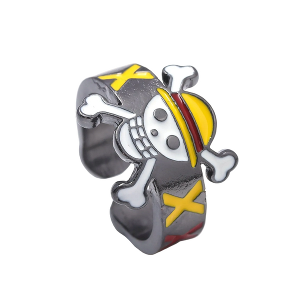 Anime Peripheral Skeleton Pirate Ship Flag Jewelry Ring Rings