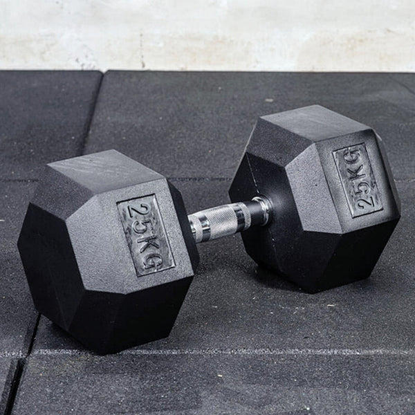 25Kg Commercial Rubber Hex Dumbbell Gym Weight Dumbbells