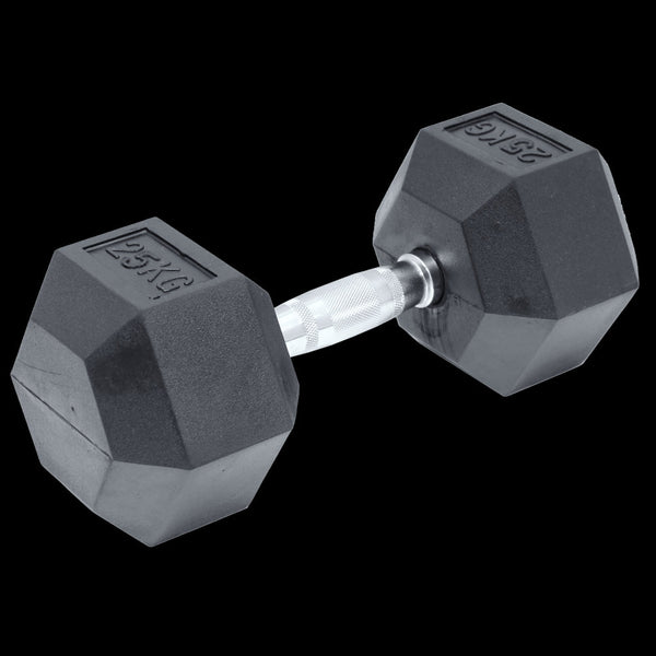 25Kg Commercial Rubber Hex Dumbbell Gym Weight Dumbbells