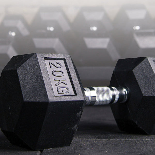 20Kg Commercial Rubber Hex Dumbbell Gym Weight Dumbbells