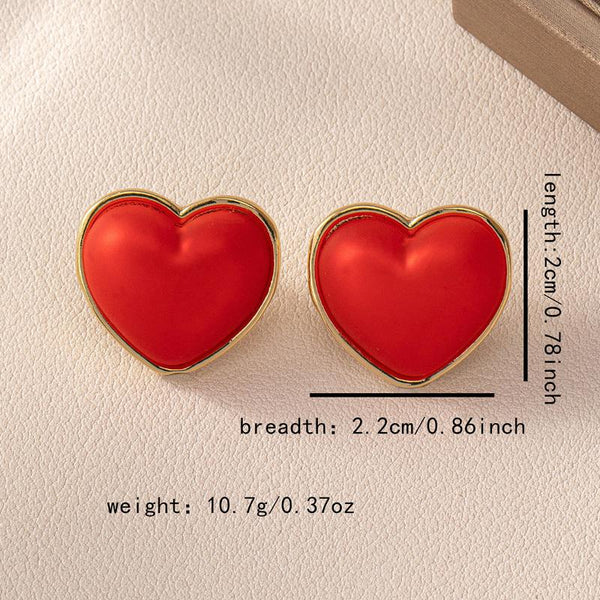 Veile Studios 3D Red Heart Shaped Love Personalized Jewelry For Special Occasions Earrings