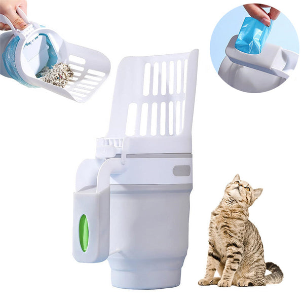 Upgrade Widen Cat Litter Shovel Scoop With Refill Bags Self Cleaning Waste Bin System Litter Scoops