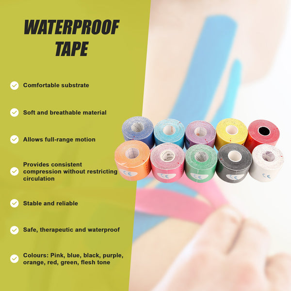 Waterproof Kinesiology Sports Tape 10 Pack Support & Protective Gear