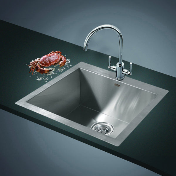 Brienz 530X505mm Handmade Stainless Steel Topmount Kitchen Laundry Sink With Waste Kitchen Sinks