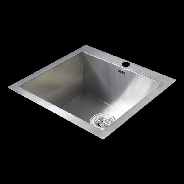 Brienz 530X505mm Handmade Stainless Steel Topmount Kitchen Laundry Sink With Waste Kitchen Sinks