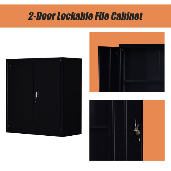 Two Door Shelf Office Gym Filing Storage Locker Cabinet Safe Cabinets & Cupboards