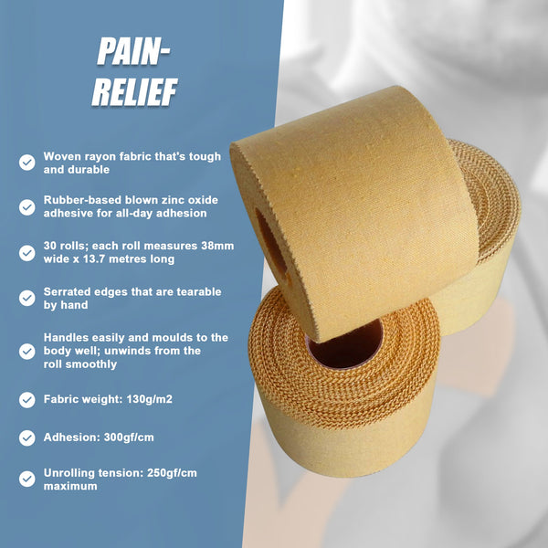 Premium Rigid Sports Strapping Tape 30 Rolls Of 38Mm X 13.7M Support & Protective Gear