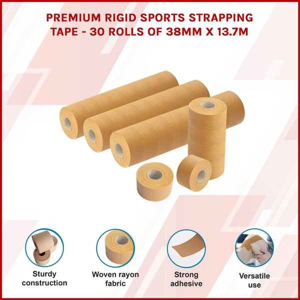 Premium Rigid Sports Strapping Tape 30 Rolls Of 38Mm X 13.7M Support & Protective Gear