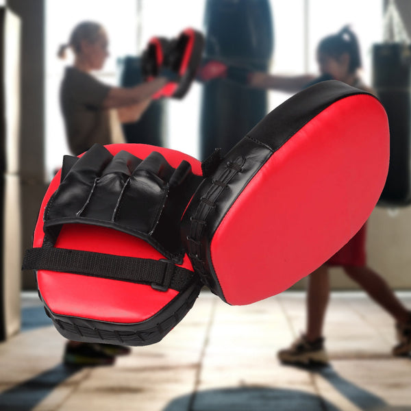 2 X Thai Boxing Punch Focus Gloves Kit Training Red & Black Punching Bags