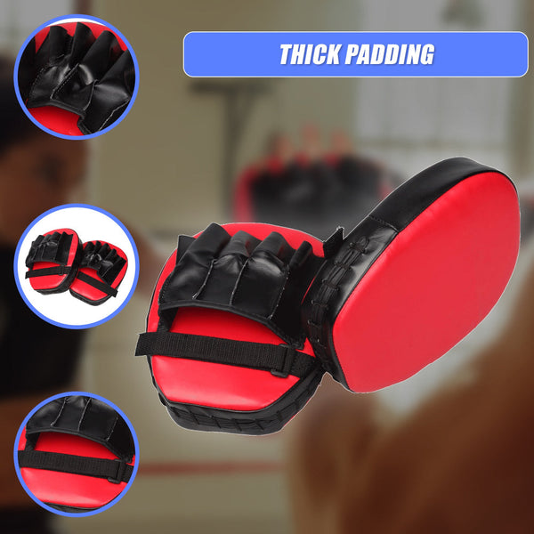 2 X Thai Boxing Punch Focus Gloves Kit Training Red & Black Punching Bags
