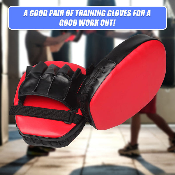 2 X Thai Boxing Punch Focus Gloves Kit Training Red & Black Punching Bags
