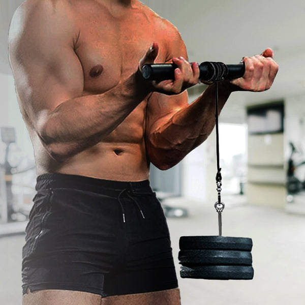 Forearm Wrist Grip Strength Roller Exercise Bar Home Gym Training Home Gyms