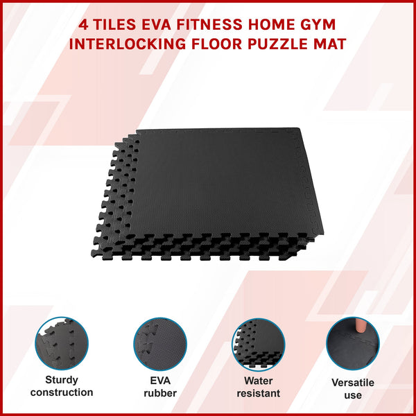 4 X Tiles Eva Fitness Home Gym Interlocking Floor Puzzle Mat Exercise Mats