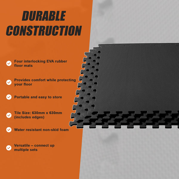 4 X Tiles Eva Fitness Home Gym Interlocking Floor Puzzle Mat Exercise Mats