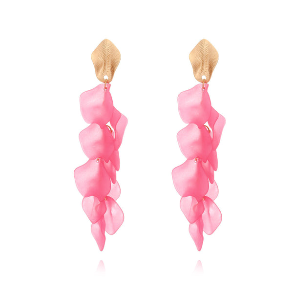 Veile Studios Seaside Bloom Acrylic Petal Tassel Long Style Drop For Women Jewelry Earrings