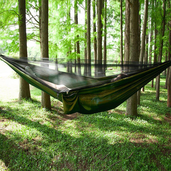 Double Person Hammock With Awning Mosquito Net Outdoor Camping Hammocks