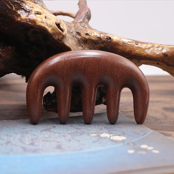 Natural Wood Wide Tooth Scraping Scalp Massage Comb Handheld No Static Head Tool Massagers