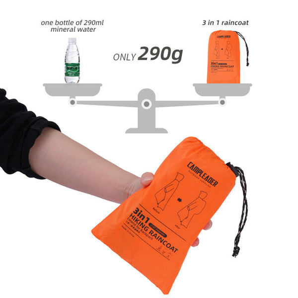 3 In 1 Waterproof Rain Poncho For Outdoor Use: Motorcycle Camping Hiking & Travel Raincoats