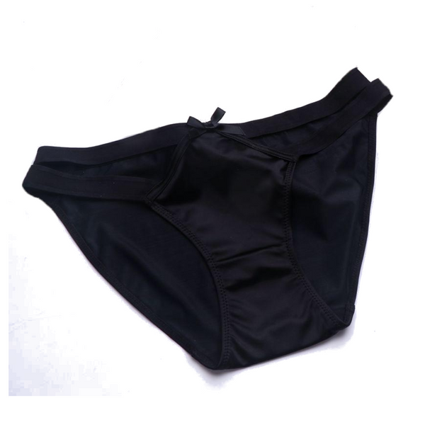 Satin Milk Silk Girl Underwear  Hollow Butterfly Knot Seamless Hip Hugging Low Waist Triangle Panties