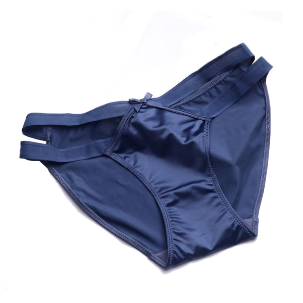 Satin Milk Silk Girl Underwear  Hollow Butterfly Knot Seamless Hip Hugging Low Waist Triangle Panties