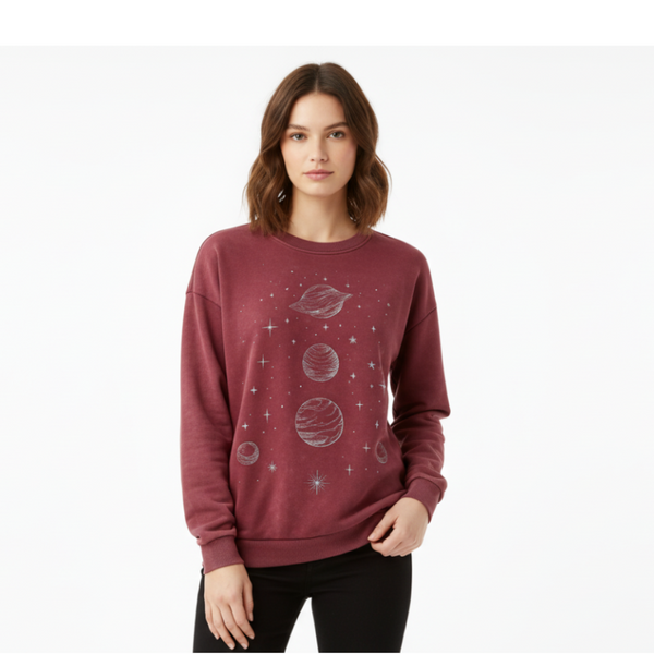 Mineral Wash Graphic Sweatshirt Burgundy Size Hoodies & Sweatshirts