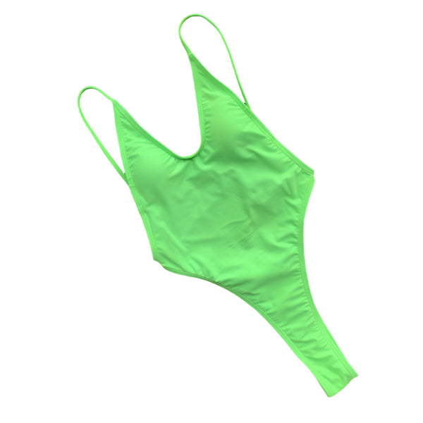 Womens One Piece Swimsuit Solid Color  Backless Bikini Swimwear