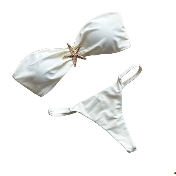 Bikini Solid Color Tube Top Cross Border Export Separate Women's Swimsuit Swimwear